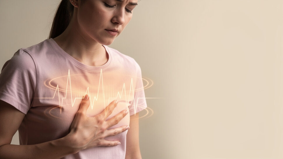 Fyzické příznaky úzkosti - bušení srdce a svírání na hrudi